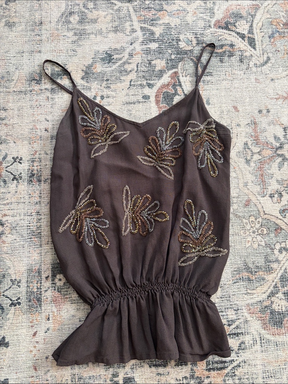 Embellished Spaghetti Strap Peplum Tank y2k